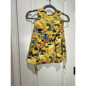 Vintage Aloha Republic Hawaiian Little Girl Dress Yellow Fish Dolphins USA 3T